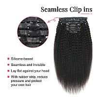 Sassina Seamless Clip In Hair Extensions Human Hair Kinky Straight Clip In Hair Extensions For Black Women Nature Black Double W