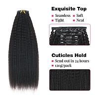 Sassina Seamless Clip In Hair Extensions Human Hair Kinky Straight Clip In Hair Extensions For Black Women Nature Black Double W