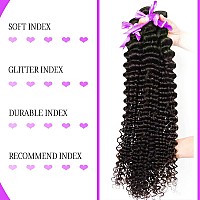 Suifengwu 12A Deep Wave Bundles Human Hair 14 16 18 Inch Deep Curly Human Hair Bundles 100 Unprocessed Brazilian Virgin Weave 3