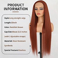 Aubree Reddish Brown Lace Front Wigs Human Hair Ginger Lace Front Wigs Long Straight Hair Red Brown Synthetic Lace Front Wigs Wi