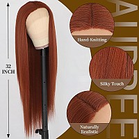 Aubree Reddish Brown Lace Front Wigs Human Hair Ginger Lace Front Wigs Long Straight Hair Red Brown Synthetic Lace Front Wigs Wi