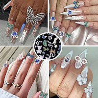 Cooslim 110 Pieces 3D Bow Nail Charms For Acrylic Nails Camellia Rose Flower Butterfly Bowknot Heart Bear Rabbit Star Bows Char