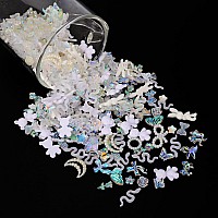 Cooslim 110 Pieces 3D Bow Nail Charms For Acrylic Nails Camellia Rose Flower Butterfly Bowknot Heart Bear Rabbit Star Bows Char