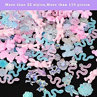 Cooslim 110 Pieces 3D Bow Nail Charms For Acrylic Nails Rose Flower Butterfly Bowknot Heart Bear Rabbit Star Bows Charms For Na