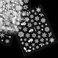 30 Sheets Christmas Nail Art Stickers Decals 3D Selfadhesive Snowflake Nail Stickers White Snowmen Santa Claus Elk Nail Supplie