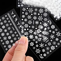 30 Sheets Christmas Nail Art Stickers Decals 3D Selfadhesive Snowflake Nail Stickers White Snowmen Santa Claus Elk Nail Supplie