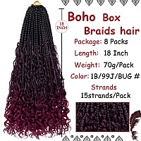 Beverlee 18 Inch Boho Box Braids 8 Packs Goddess Box Braids Crochet Hair Bohemian Hippie Braids Braiding Hair Box Braids With Cu