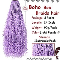 Beverlee 24 Inch Boho Box Braids 8 Packs Goddess Box Braids Crochet Hair Bohemian Hippie Braids Braiding Hair Box Braids With Cu