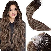 Laavoo Micro Link Hair Extensions Human Hair Balayage Dark Brown To Ash Brown Mix Brown Microlink Hair Extensions Human Hair Bro