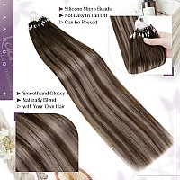 Laavoo Micro Link Hair Extensions Human Hair Balayage Dark Brown To Ash Brown Mix Brown Microlink Hair Extensions Human Hair Bro