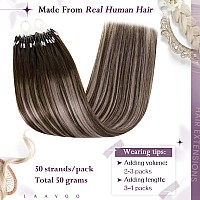 Laavoo Micro Link Hair Extensions Human Hair Balayage Dark Brown To Ash Brown Mix Brown Microlink Hair Extensions Human Hair Bro