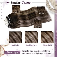 Laavoo Micro Link Hair Extensions Human Hair Balayage Dark Brown To Ash Brown Mix Brown Microlink Hair Extensions Human Hair Bro