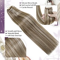 Laavoo Micro Ring Hair Extensions Human Hair Highlight Light Brown Mix Light Blonde Microlink Hair Extensions Human Hair Blonde