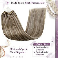 Laavoo Micro Ring Hair Extensions Human Hair Highlight Light Brown Mix Light Blonde Microlink Hair Extensions Human Hair Blonde