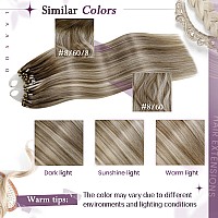 Laavoo Micro Ring Hair Extensions Human Hair Highlight Light Brown Mix Light Blonde Microlink Hair Extensions Human Hair Blonde