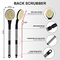 Back Scrubber Anti Slip For Shower 217 Detachable Back Bath Brush For Shower Back Scrubber Exfoliation And Improved Skin