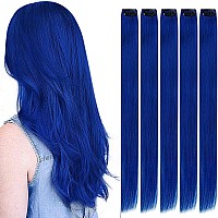 Runature Clip In Hair Extensions Real Human Hair Seamless Clip In Hair Extensions Human Hair Clip In Extensions Blue Hair Extens