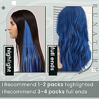 Runature Clip In Hair Extensions Real Human Hair Seamless Clip In Hair Extensions Human Hair Clip In Extensions Blue Hair Extens