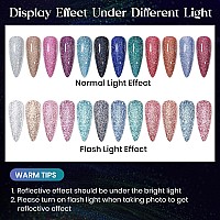 Mizhse Reflective Gel Nail Polish Sparkly Glitter Shiny Gel Polish Set 12 Colors Shimmer Diamond Christmas Soak Off Uv Led Manic