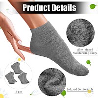 Janmercy 3 Pairs Aloe Socks Moisturizing Spa Socks Infused Socks Gel Sleeping Fuzzy Socks Dry Feet Socks Non Slip Lotion Socks F