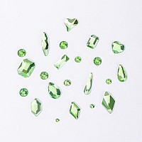 Hnuix Nail Rhinestones 2920Pcs 3D Multi Shape Size Light Green Nail Gems Flat Back With Kit For Nail Art Diy Decorations