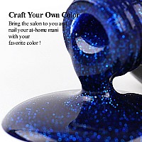 Imtiti Glitter Deep Blue Gel Nail Polish 05 Fl Oz Shimmer Sea Blue Gel Polish Uvled Soak Off Gel Nail Design For Spring And S