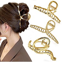 Mehayi 3 Pcs Metal Large Hair Claw Clips For Thick Heavy Hair Big Nonslip Hair Catch Barrette Jaw Clamp Strong Hold Claw Barr