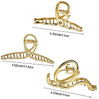 Mehayi 3 Pcs Metal Large Hair Claw Clips For Thick Heavy Hair Big Nonslip Hair Catch Barrette Jaw Clamp Strong Hold Claw Barr