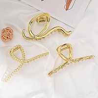 Mehayi 3 Pcs Metal Large Hair Claw Clips For Thick Heavy Hair Big Nonslip Hair Catch Barrette Jaw Clamp Strong Hold Claw Barr