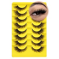 Alice Fox Eye Lashes Natural False Eyelashes Fluffy Volume Faux Mink Lashes 16Mm Short Fake Lashes Cat Eye Strip Lashes 8 Pairs