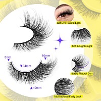 Alice Fox Eye Lashes Natural False Eyelashes Fluffy Volume Faux Mink Lashes 16Mm Short Fake Lashes Cat Eye Strip Lashes 8 Pairs