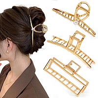 Mehayi 3 Pcs Metal Large Hair Claw Clips For Thick Heavy Hair Big Nonslip Hair Catch Barrette Jaw Clamp Strong Hold Claw Barr