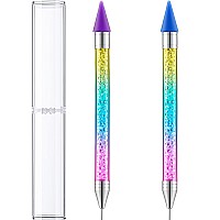 Tatuo 2 Pieces Rhinestone Picker Dotting Pen Dual Ended Rhinestone Gems Crystals Studs Picker Wax Pencil Pen Crystal Beads Hand