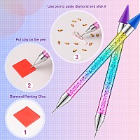 Tatuo 2 Pieces Rhinestone Picker Dotting Pen Dual Ended Rhinestone Gems Crystals Studs Picker Wax Pencil Pen Crystal Beads Hand