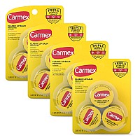 Carmex Medicated Lip Balm Jar Lip Moisturizer For Dry Chapped Lips 025 Oz 4 Packs Of 3