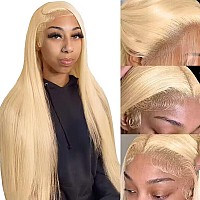 Azkiu 613 Lace Frontal Wig Human Hair 13X4 Hd Lace Blonde Straight Wigs Human Hair Pre Plucked With Baby Hair Bleached Knot Blon