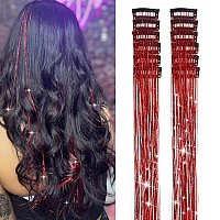 Yooonxi 12Pcs Hair Tinsel Clip In 196Inch Glitter Tinsel Hair Extensions Clip In Hair Tinsel Kit Heat Resistant Shiny Sparkle F