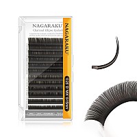 Nagaraku Double Tips Flat Ellipse Eyelash Extensions Supplies 025 D Curl 815Mm Mix Natural Charcoal Color Faux Mink Super Soft