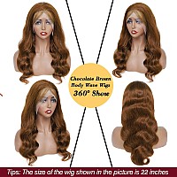 Clong Light Chocolate Brown Lace Front Wig Human Hair 4 Chestnut Brown Body Wave 13X4 Lace Front Wigs Human Hair Pre Plucked W