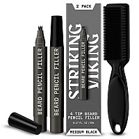 2 Pack Beard Filling Kit With 4 Tips Long Lasting Waterproof Pencil And Brush Shape Define Your Beard Striking Viking Me