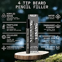 2 Pack Beard Filling Kit With 4 Tips Long Lasting Waterproof Pencil And Brush Shape Define Your Beard Striking Viking Me