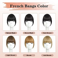 Nayoo Clip In Bangs 100 Real Human Bangs Hair Extensions French Bangs Clip On Hair Bangs For Women Fringe With Temples Hairpiec