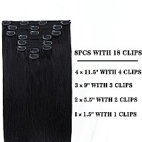 Clip In Hair Extensions Real Human Hair Clip In Hair Extensions Black Women 120G Straight 100 Human Hair Clip In Hair Extension