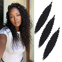 Paraglame Ocean Wave Crochet Hair 14 Inch Curly Braiding Hair 3 Packs Deep Wave Braiding Hair For Bohemian Knotless Braids Water