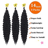 Paraglame Ocean Wave Crochet Hair 14 Inch Curly Braiding Hair 3 Packs Deep Wave Braiding Hair For Bohemian Knotless Braids Water