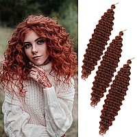 Paraglame Ginger Curly Crochet Hair For Women Deep Twist Crochet Hair 14 Inch 3 Packs Copper Red Ocean Wave Braiding Hair Extens