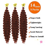 Paraglame Ginger Curly Crochet Hair For Women Deep Twist Crochet Hair 14 Inch 3 Packs Copper Red Ocean Wave Braiding Hair Extens