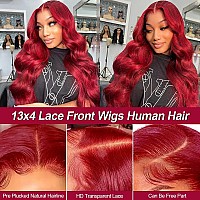 Rylice 30 Inch 99J Burgundy Lace Front Wigs Human Hair Red Human Hair Wigs 13X4 Lace Frontal Lace Front Wigs Human Hair Hd Red C