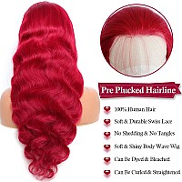 Rylice 30 Inch 99J Burgundy Lace Front Wigs Human Hair Red Human Hair Wigs 13X4 Lace Frontal Lace Front Wigs Human Hair Hd Red C