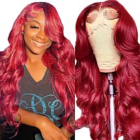 Burgundy Lace Front Wigs Human Hair 180 Density 99J 13X4 Body Wave Lace Frontal Wigs For Women Human Hair Glueless Hd Red Wigs